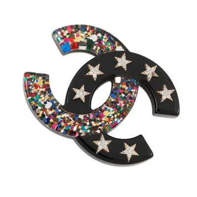 Pre-owned Chanel Metal Plastic Rhinestone Brooch () In Multi