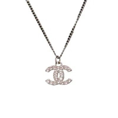 Pre-owned Chanel Metal Rhinestone Necklace () In Silver