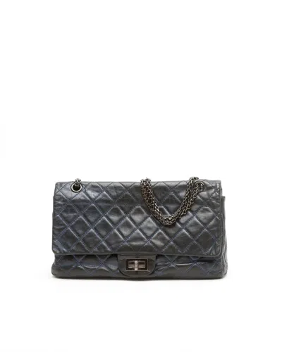 Pre-owned Chanel Metallic 2.55 Reissue 227 Double Flap Bag In Silver