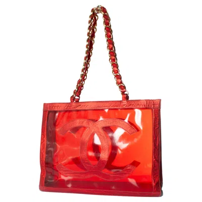Pre-owned Chanel , Metallic Barbie Plexi Tote With Cc 1995 In Red