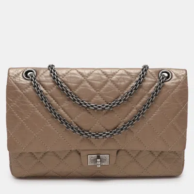 Pre-owned Chanel Metallic Beige Quilted Leather 226 Reissue 2.55 Flap Bag