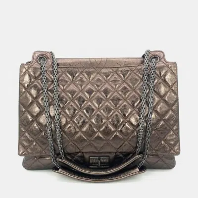 Pre-owned Chanel Metallic Bronze Quilted Leather Classic Flap Shopping Tote In Brown