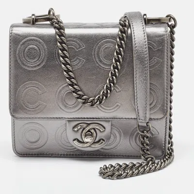 Pre-owned Chanel Metallic Coco Embossed Leather Mini Square Flap Bag