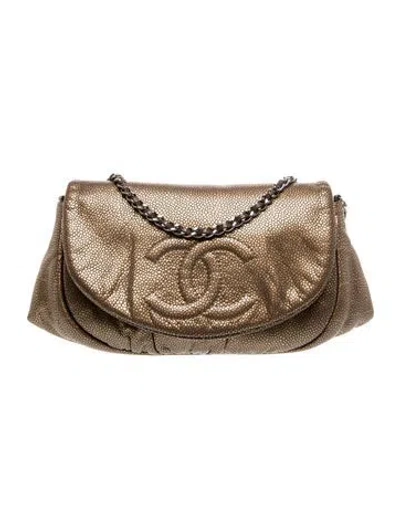 Pre-owned Chanel Metallic Half Moon Wallet On Chain