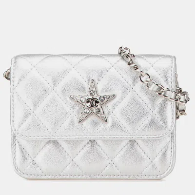 Pre-owned Chanel Metallic Lambskin Crystal Star Chain Belt Bag