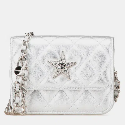 Pre-owned Chanel Metallic Lambskin Crystal Star Chain Belt Bag