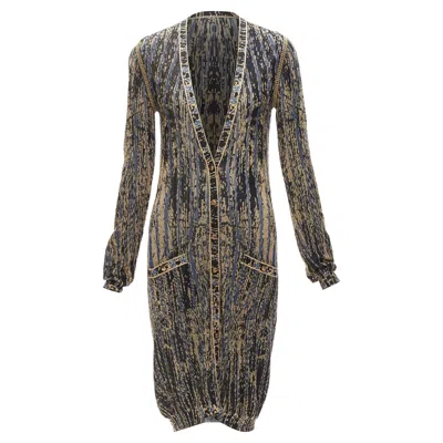 Pre-owned Chanel Metallic Lurex Long Cardigan Sweaer In Gold