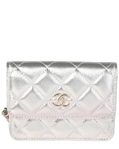 Pre-owned Chanel Metallic Pink & Silver Quilted Leather Belt Bag (authentic Pre-loved)