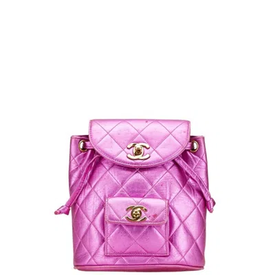 Pre-owned Chanel Metallic Pink Leather Backpack ()