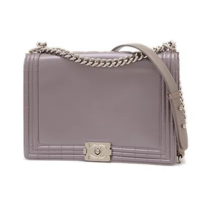 Pre-owned Chanel Metallic Purple Leather Shoulder Bag ()