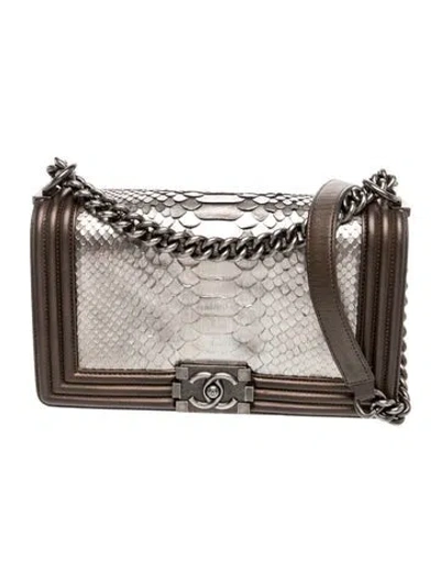 Pre-owned Chanel Metallic Python Medium Boy Bag