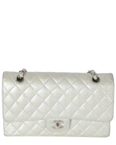 Pre-owned Chanel Metallic Silver Caviar Medium Classic Double Flap Handbag (authentic  Pre-loved)
