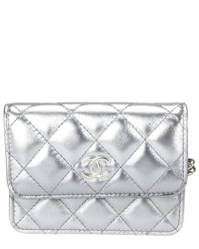 Pre-owned Chanel Metallic Silver Quilted Leather Coco Punk Belt Bag (authentic Pre-  Loved)