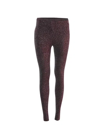 Pre-owned Chanel Metallic-knit High-waisted Leggings In Black