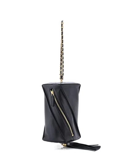 Pre-owned Chanel Metiers D'art Rectangle With Chain Quilted Calfskin Small Clutch Bag In Black