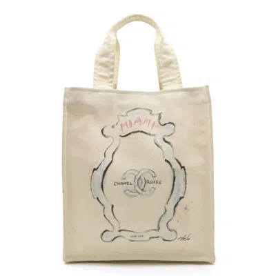 Pre-owned Chanel Miami Cruise Line Canvas Tote Bag In White