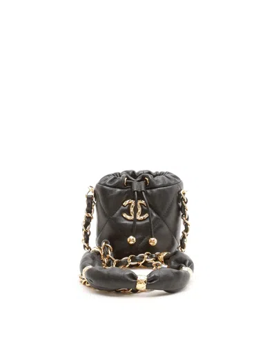 Chanel Micro On Chain Bucket Bag In Black