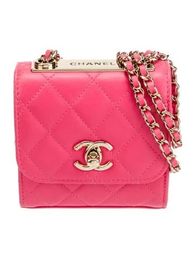 Pre-owned Chanel Micro Trendy Cc Clutch W/ Chain In Pink