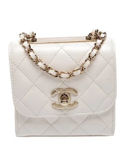 Pre-owned Chanel Micro Trendy Cc Clutch In White