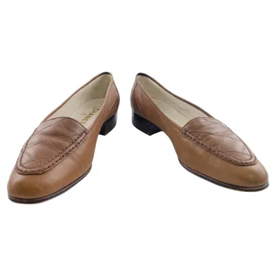 Pre-owned Chanel Mid 1990's  Tan Kid Leather Loafer In Brown