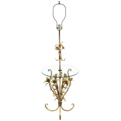 Pre-owned Chanel Mid Century Modern Gold Gild Metal Leaf Table Floor Lamp