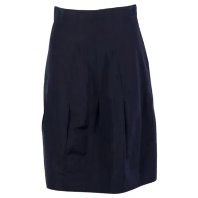 Pre-owned Chanel Midnight Blue Silk Pleated Skirt 38 S