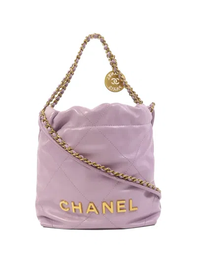 Pre-owned Chanel Mini 22 Bucket Bag In Purple