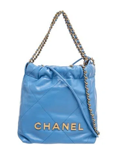 Pre-owned Chanel Mini 22 Hobo In Blue