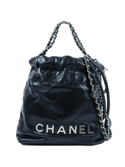 Pre-owned Chanel Mini 22 Quilted Shoulder Bag In Black