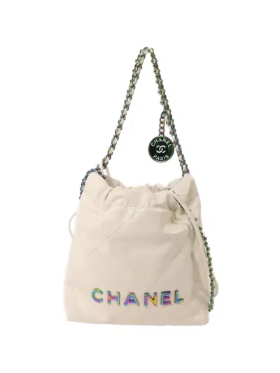 Pre-owned Chanel Mini 22 Quilted Shoulder Bag In Neutral