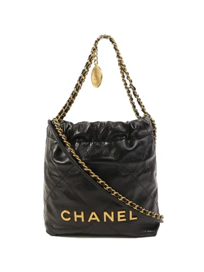Pre-owned Chanel Mini 22 Shoulder Bag In Black