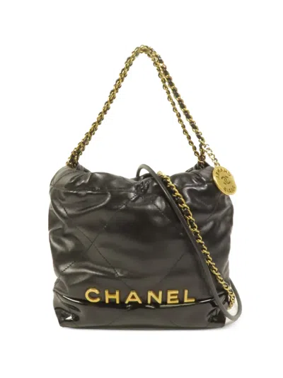 Pre-owned Chanel Mini 22 Shoulder Bag In Black