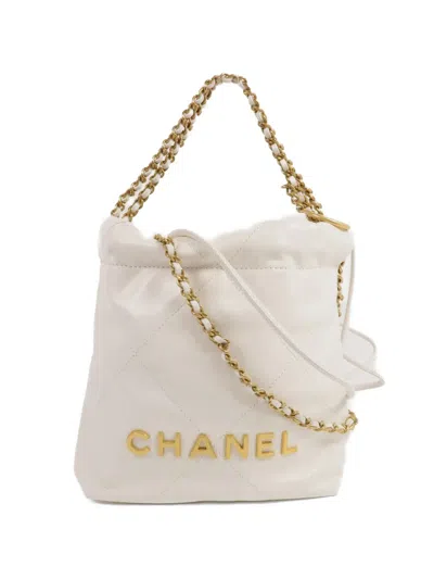 Pre-owned Chanel Mini 22 Shoulder Bag In White