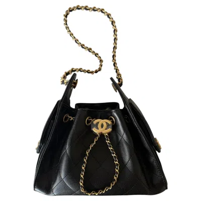 Pre-owned Chanel Mini 25 Hobo Bag Black Caviar Antique Gold Hardware 26s