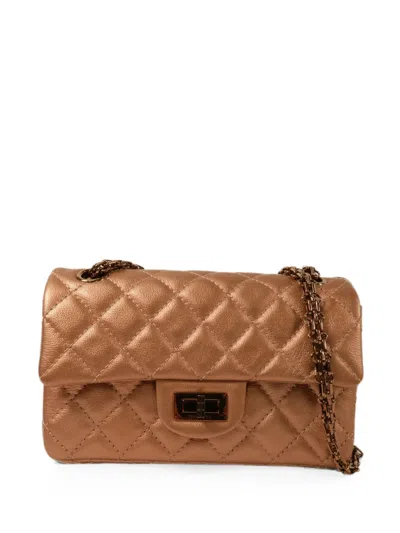 Chanel Mini 2.55 Quilted Shoulder Bag In Brown
