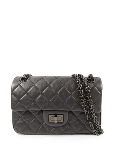 Pre-owned Chanel Mini 2.55 Quilted Shoulder Bag In Gray
