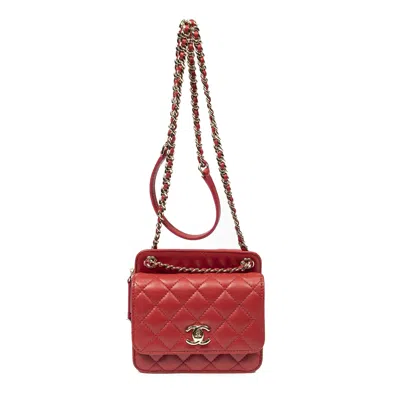 Pre-owned Chanel Mini Back To Back Flap Chain In Red