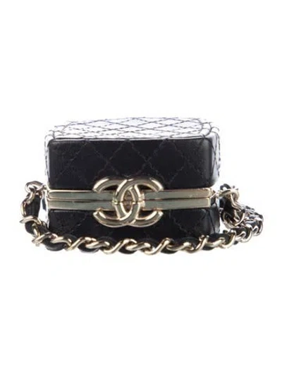 Pre-owned Chanel Mini Beauty Box Clutch In Black