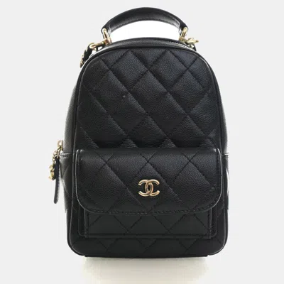 Pre-owned Chanel Mini Black Caviar Classic Backpack Ghw