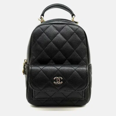 Pre-owned Chanel Mini Black Caviar Leather Top Handle Backpack