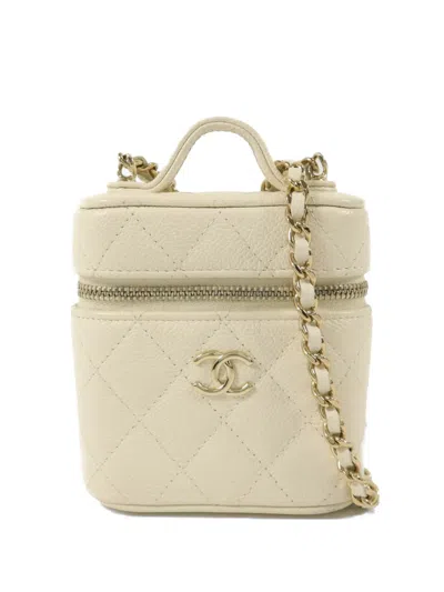 Pre-owned Chanel Mini Box Leather Shoulder Bag In Neutral