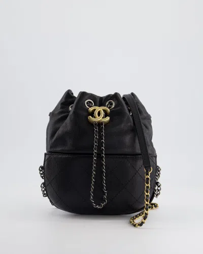 Pre-owned Chanel Mini Bucket Bag In Aged Calfskin Leather With Mixed Hardware In Black