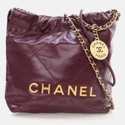Pre-owned Chanel Mini Burgundy Calfskin 22 Hobo