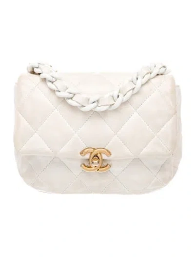 Pre-owned Chanel Mini Candy Chain Flap Bag In White