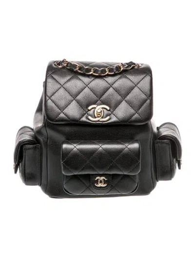Pre-owned Chanel Mini Cargo Duma Backpack In Black