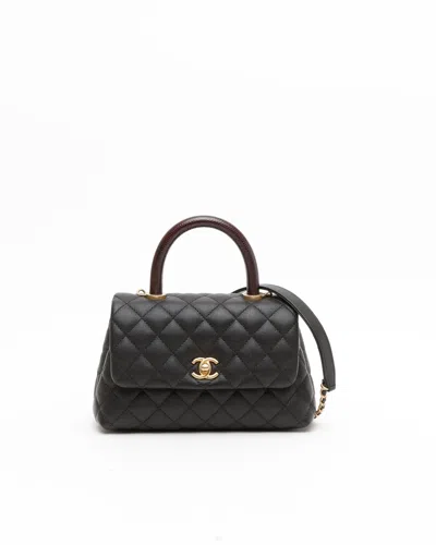 Pre-owned Chanel Mini Caviar Top Handle Flap Bag