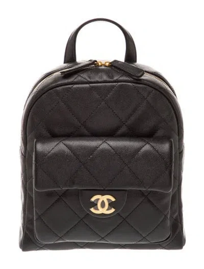 Pre-owned Chanel Mini Cc Backpack In Black