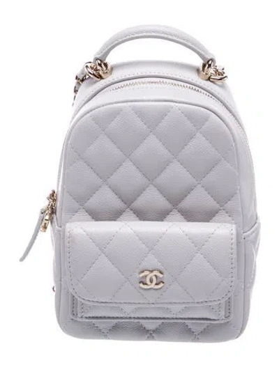 Pre-owned Chanel Mini Cc Classic Backpack In Gray