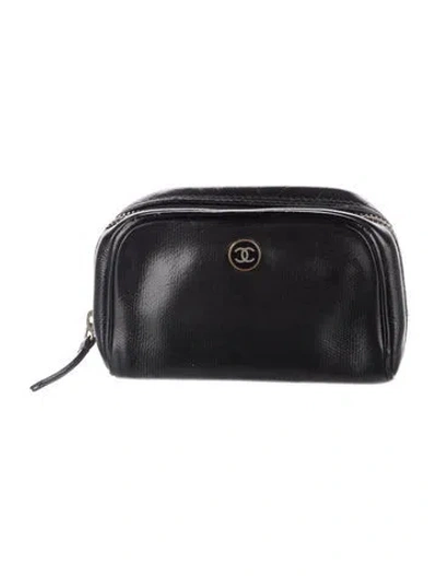 Pre-owned Chanel Mini Cc Cosmetic Pouch In Black