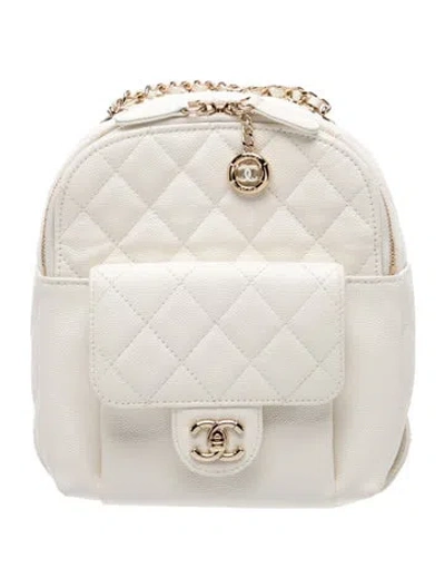 Pre-owned Chanel Mini Cc Day Backpack In White